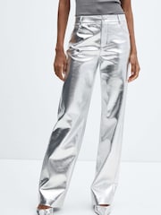 Mango Wide Leg Foil Trousers - Image 3 of 7