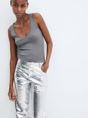 Mango Wide Leg Foil Trousers - Image 5 of 7