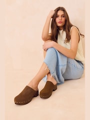 Tan Brown Closed Toe Clog Mules - Image 1 of 7