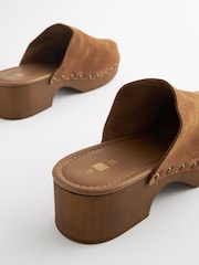 Tan Brown Closed Toe Clog Mules - Image 5 of 7