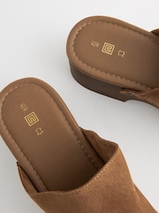 Tan Brown Closed Toe Clog Mules - Image 6 of 7