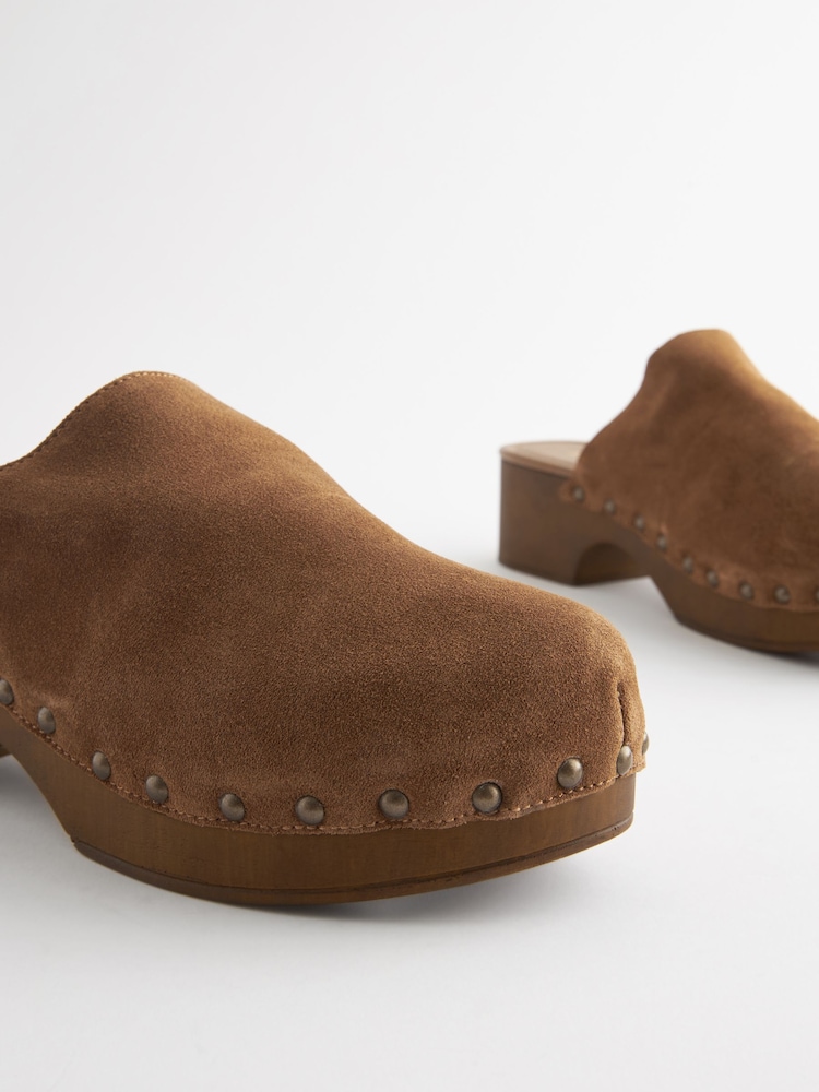 Tan Brown Closed Toe Clog Mules - Image 7 of 7