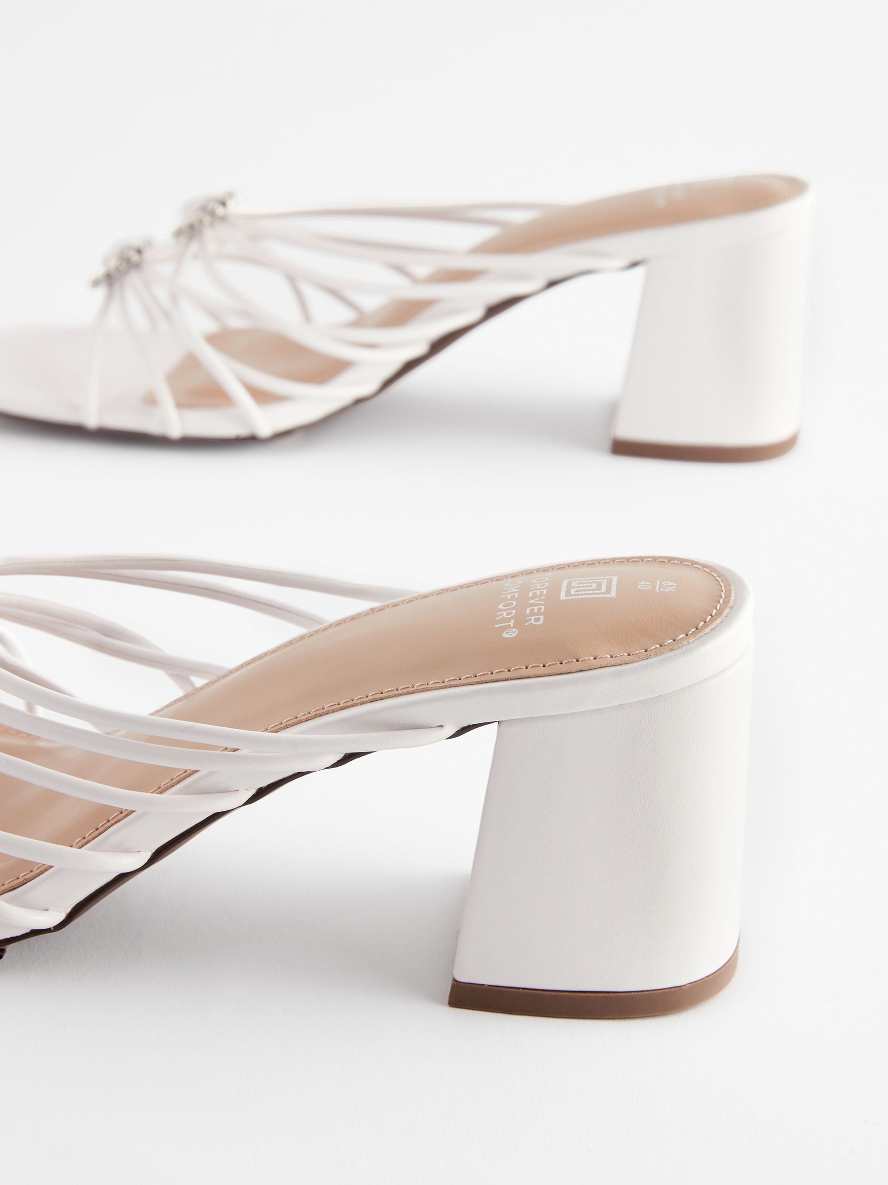 Buy White Forever Comfort Jewel Knot Mules from Next Luxembourg