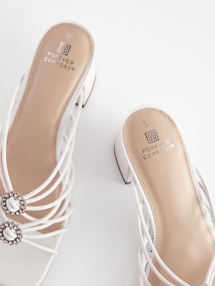 White Forever Comfort Jewel Knot Mules - Image 9 of 9