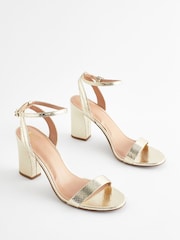 Gold Extra Wide Fit Forever Comfort® Block Heel Sandals - Image 3 of 8