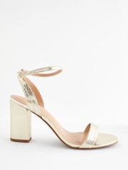 Gold Extra Wide Fit Forever Comfort® Block Heel Sandals - Image 4 of 8