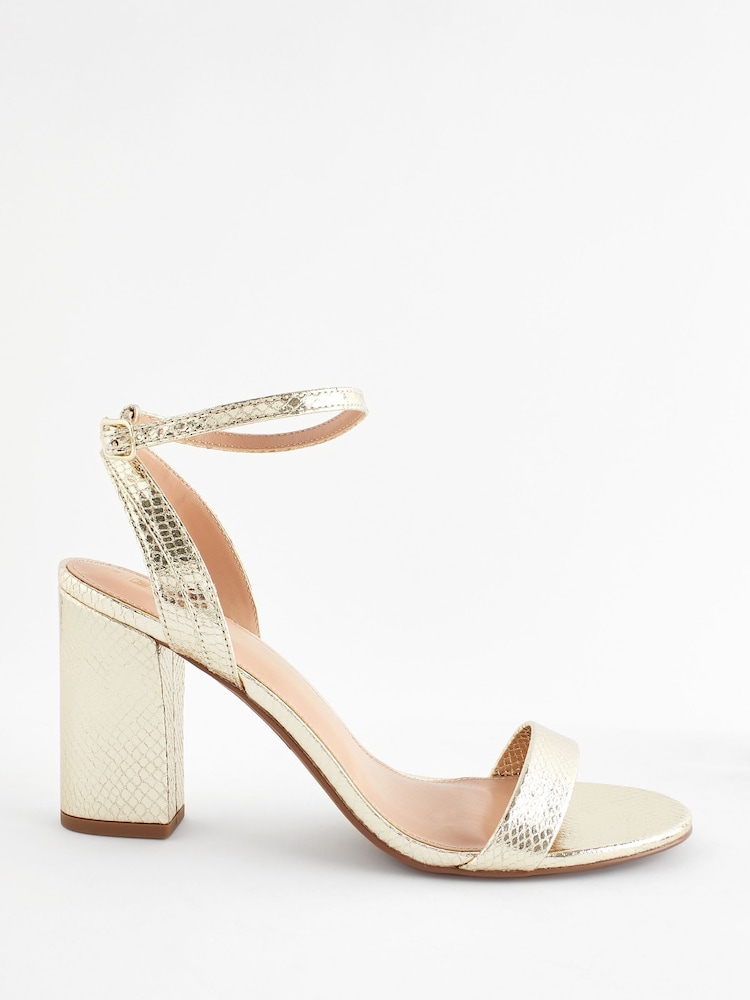 Gold Extra Wide Fit Forever Comfort® Block Heel Sandals - Image 4 of 8