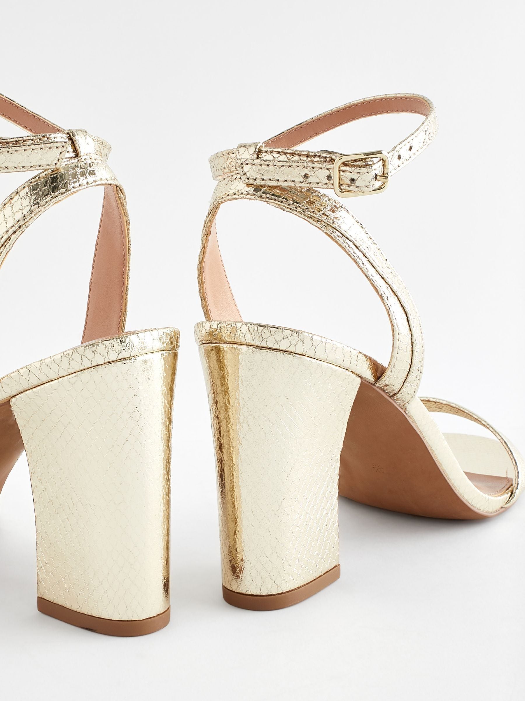 River island wide fit block heeled sandals in gold cheap