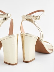 Gold Extra Wide Fit Forever Comfort® Block Heel Sandals - Image 5 of 8