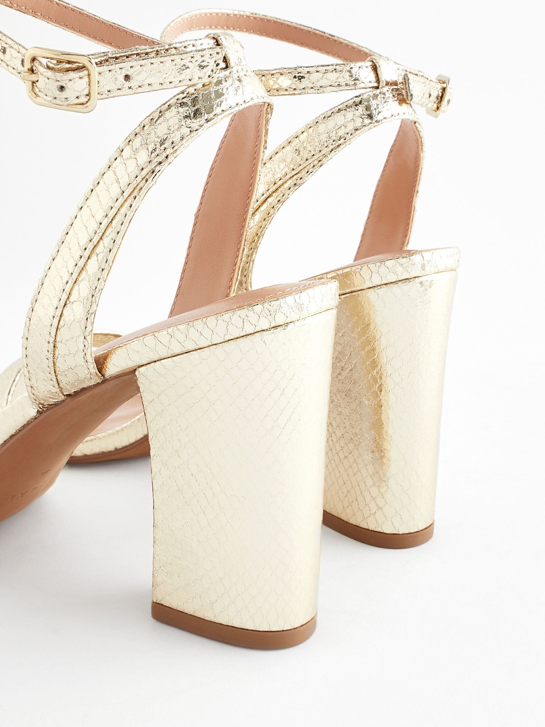 Gold Extra Wide Fit Forever Comfort Block Heel Sandals