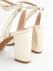Gold Extra Wide Fit Forever Comfort® Block Heel Sandals - Image 6 of 8