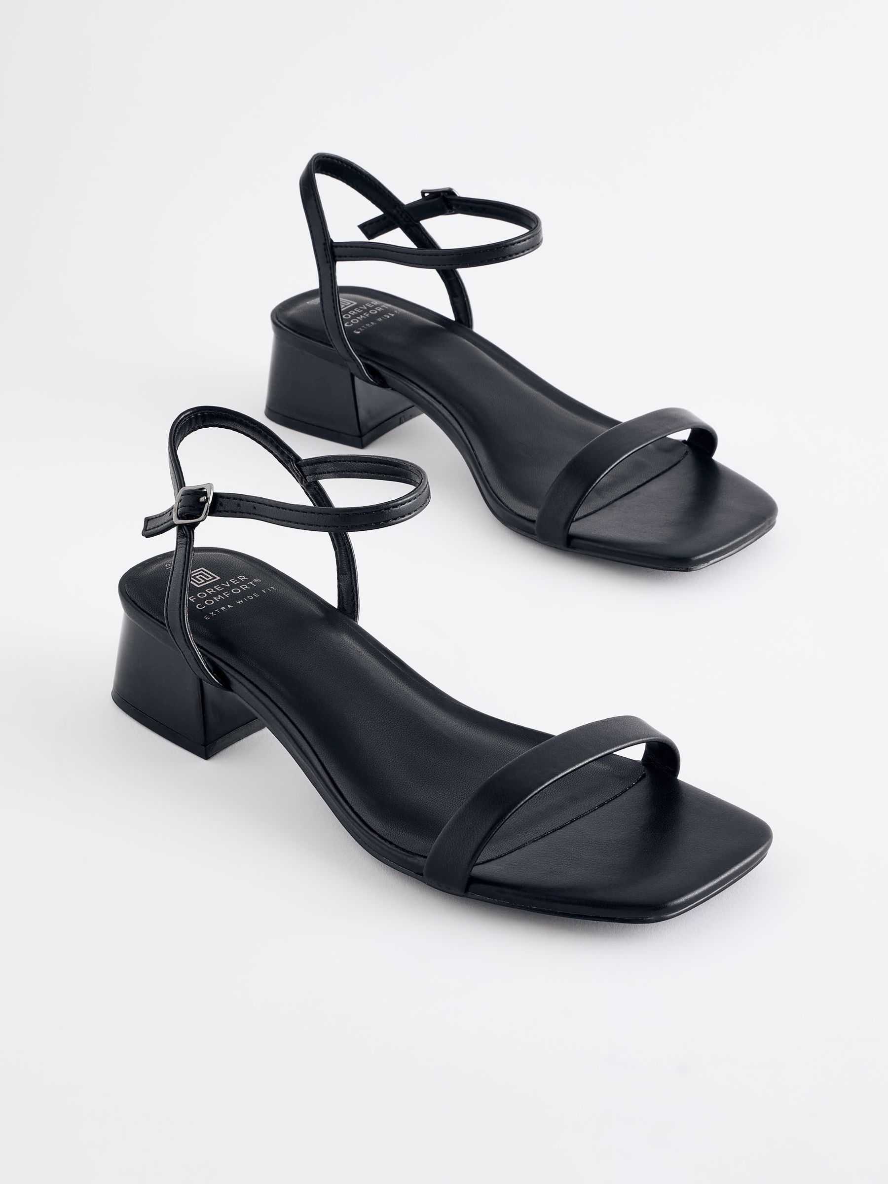 Buy Black Extra Wide Fit Forever Comfort Low Heel Sandals from Next India