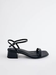 Black Forever Comfort® Low Leather Heel Sandals - Image 2 of 5