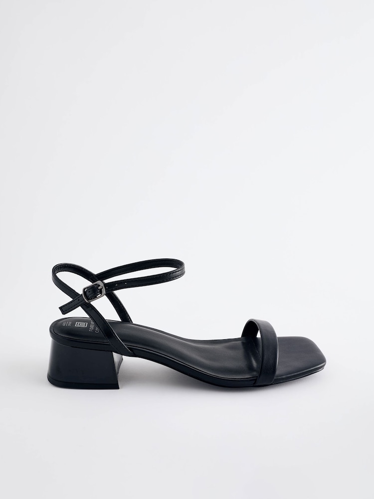 Black Forever Comfort® Low Leather Heel Sandals - Image 2 of 5