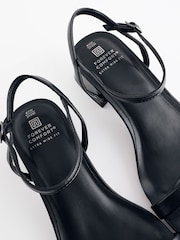 Black Forever Comfort® Low Leather Heel Sandals - Image 4 of 5
