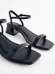 Black Forever Comfort® Low Leather Heel Sandals - Image 5 of 5