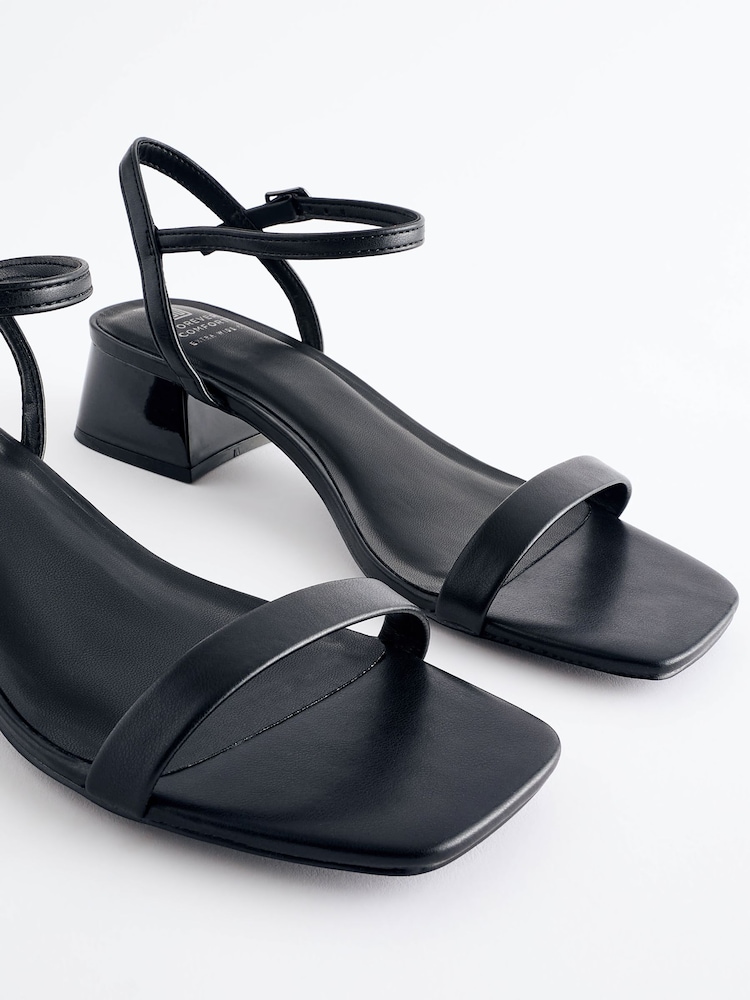 Black Forever Comfort® Low Leather Heel Sandals - Image 5 of 5