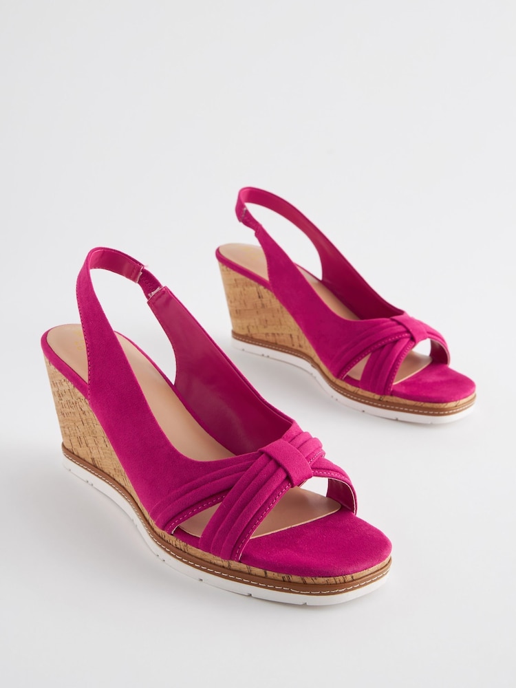 Pink Forever Comfort® Bow Cork Wedges - Image 1 of 5