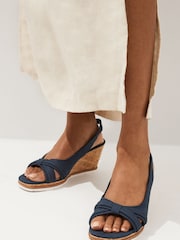 Navy Extra Wide Fit Forever Comfort® Bow Cork Wedges - Image 1 of 8