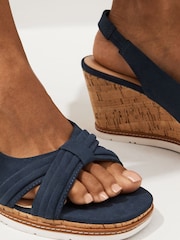 Navy Extra Wide Fit Forever Comfort® Bow Cork Wedges - Image 2 of 8