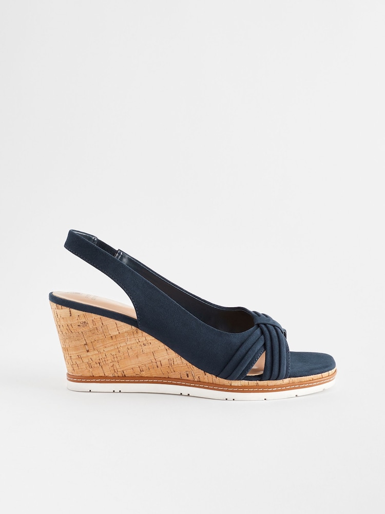Navy Extra Wide Fit Forever Comfort® Bow Cork Wedges - Image 4 of 8