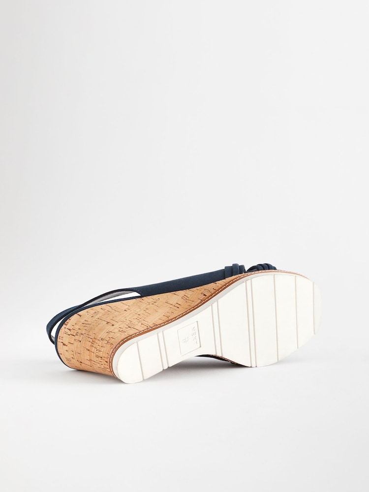 Navy Extra Wide Fit Forever Comfort® Bow Cork Wedges - Image 8 of 8