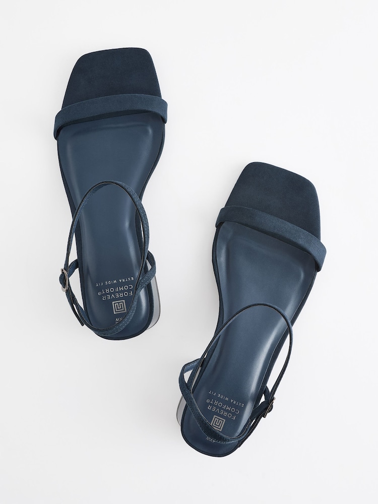 Navy Extra Wide Fit Forever Comfort® Low Heel Sandals - Image 5 of 6