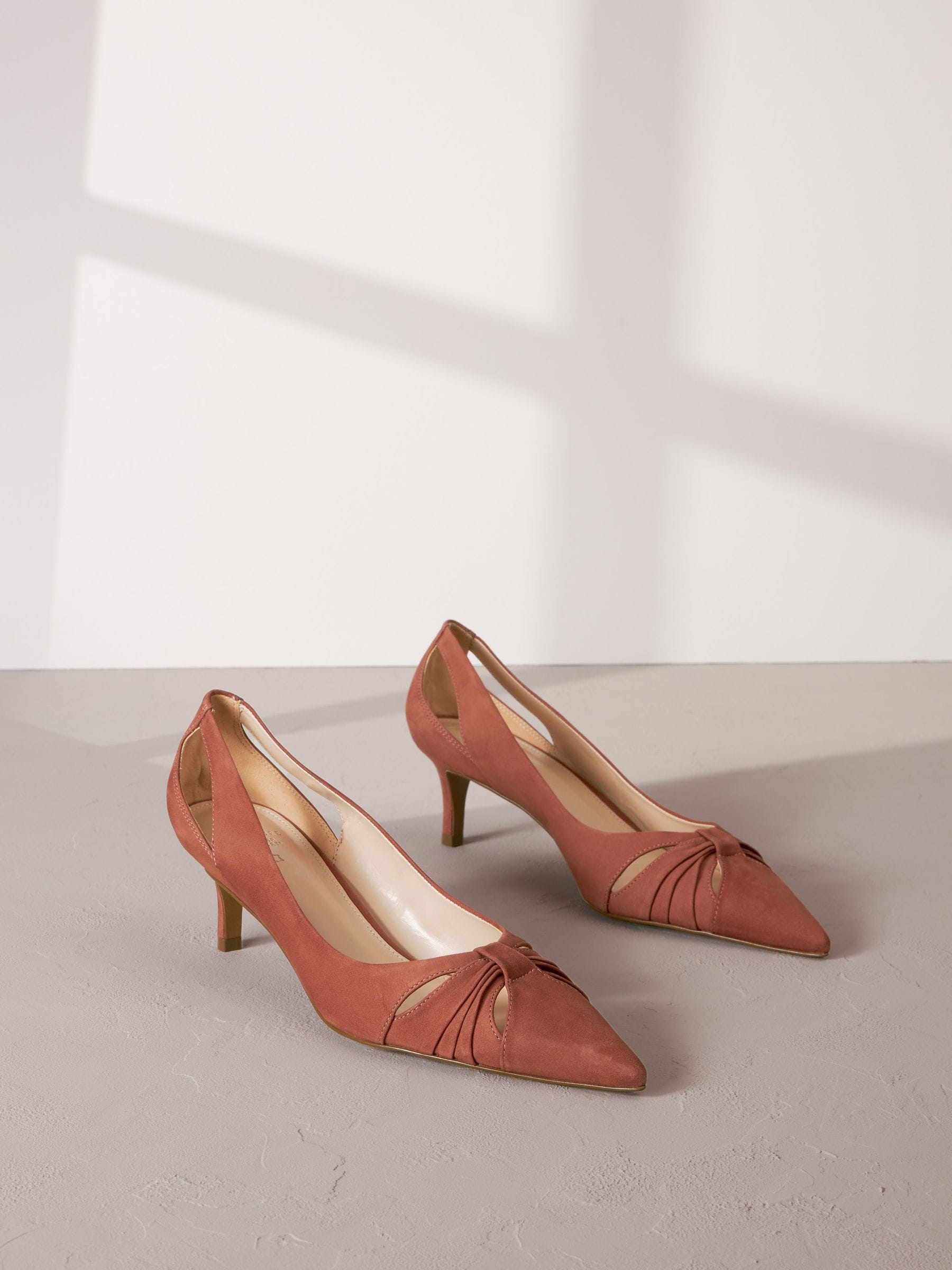 Buy Rose Pink Signature Leather Cutout Kitten Heels from Next Luxembourg