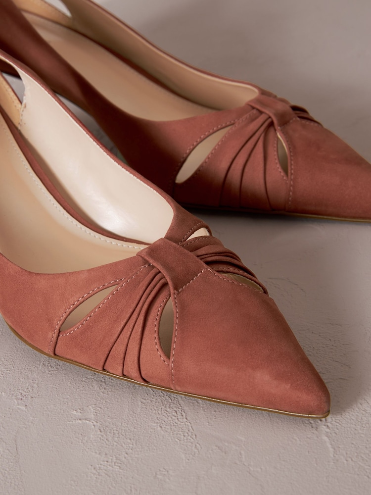 Rose Pink Signature Leather Cutout Kitten Heels - Image 3 of 6