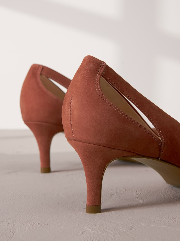 Rose Pink Signature Leather Cutout Kitten Heels - Image 4 of 6