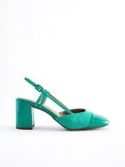 Green Forever Comfort® Square Toe Slingback Block Heel Shoes - Image 2 of 6