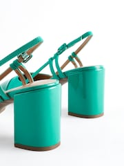 Green Forever Comfort® Square Toe Slingback Block Heel Shoes - Image 3 of 6