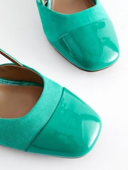 Green Forever Comfort® Square Toe Slingback Block Heel Shoes - Image 4 of 6