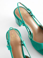 Green Forever Comfort® Square Toe Slingback Block Heel Shoes - Image 5 of 6