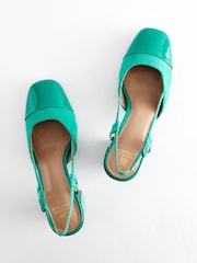Green Forever Comfort® Square Toe Slingback Block Heel Shoes - Image 6 of 6