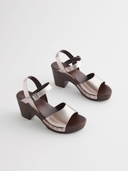 Metallic Clog Heeled Sandals - Image 4 of 7