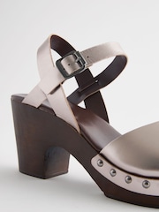 Metallic Clog Heeled Sandals - Image 7 of 7