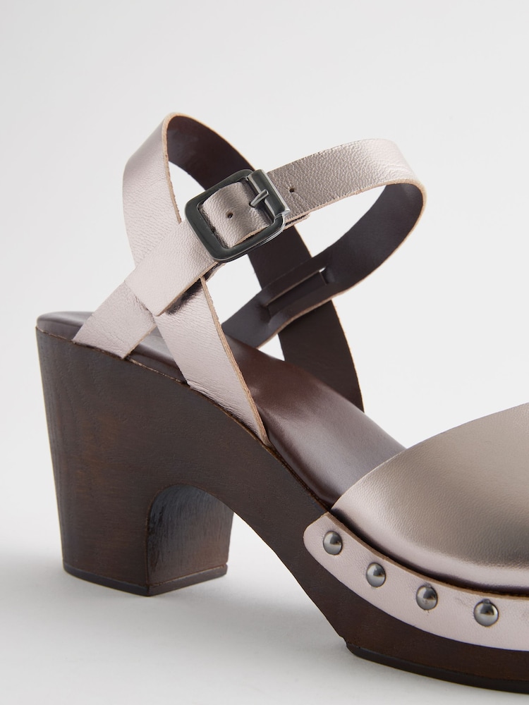 Metallic Clog Heeled Sandals - Image 7 of 7