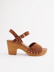 Tan Brown Clog Heeled Sandals - Image 2 of 6