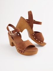 Tan Brown Clog Heeled Sandals - Image 3 of 6