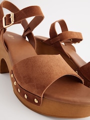 Tan Brown Clog Heeled Sandals - Image 5 of 6