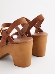 Tan Brown Clog Heeled Sandals - Image 6 of 6
