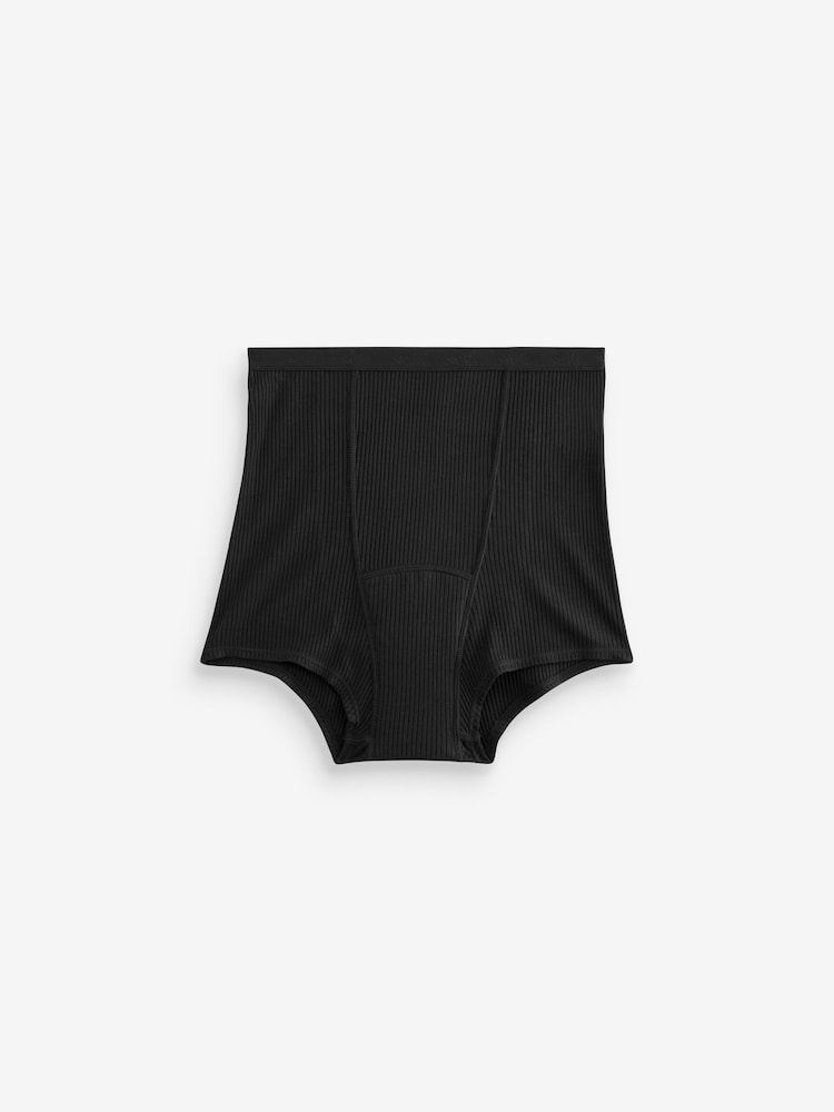 self. Black Rib High Waist Period Shorts - Image 7 of 7 self. Black Rib High Waist Period Shorts - Image 7 of 7