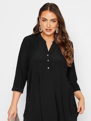 Yours Curve Black London Half Placket Blouse - Image 1 of 4