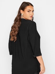 Yours Curve Black London Half Placket Blouse - Image 2 of 4