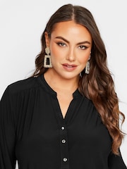 Yours Curve Black London Half Placket Blouse - Image 4 of 4