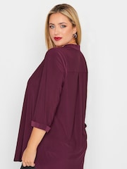 Yours Curve Purple London Half Placket Blouse - Image 2 of 4