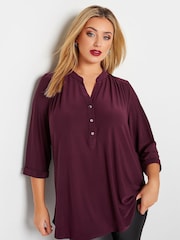 Yours Curve Purple London Half Placket Blouse - Image 3 of 4