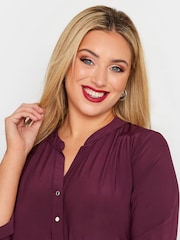 Yours Curve Purple London Half Placket Blouse - Image 4 of 4