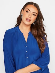 Yours Curve Blue London Half Placket Blouse - Image 4 of 4